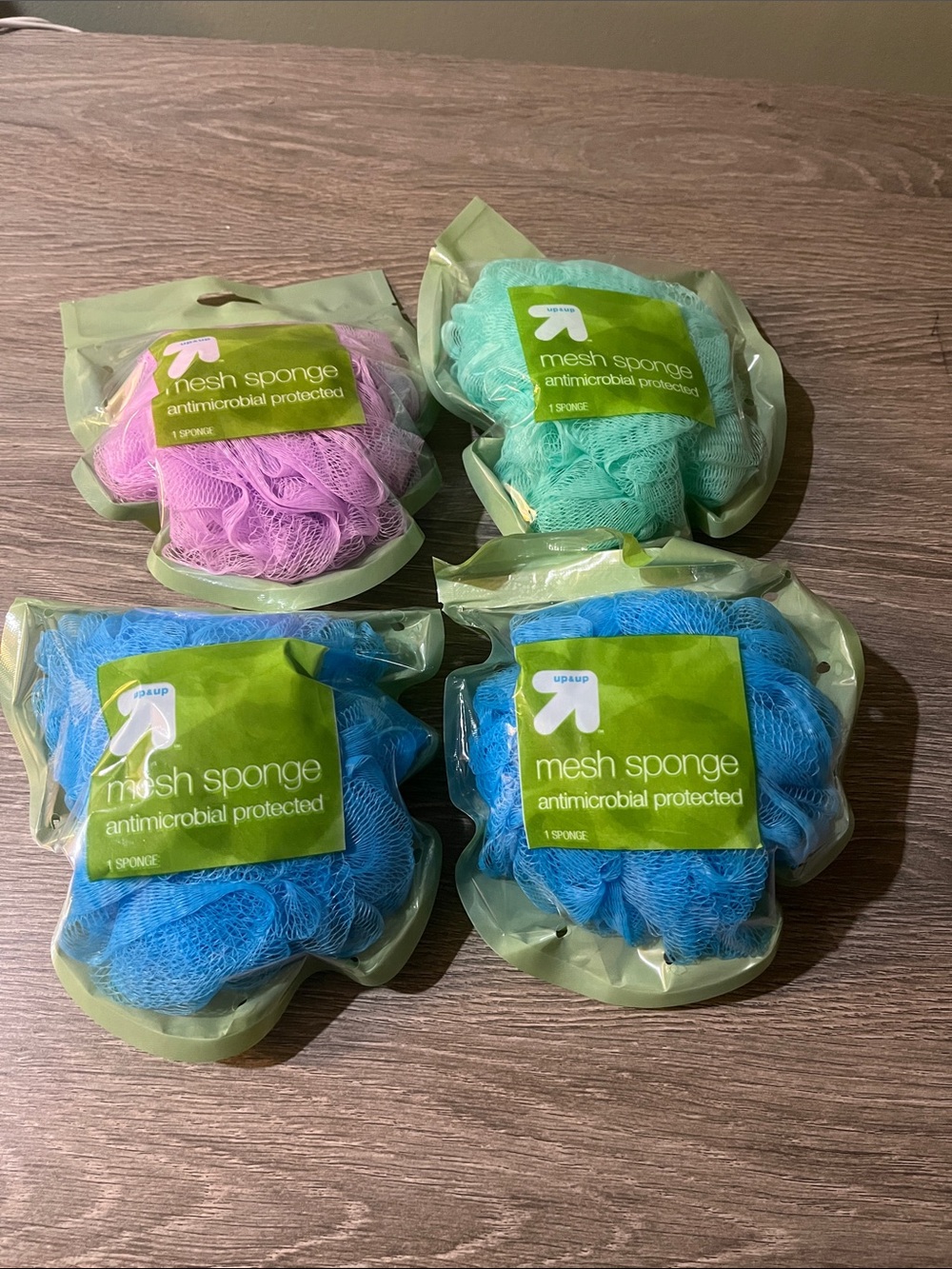 Mesh Bath Sponge - Blue, Green, Pink (Set) - Picture 2 of 2